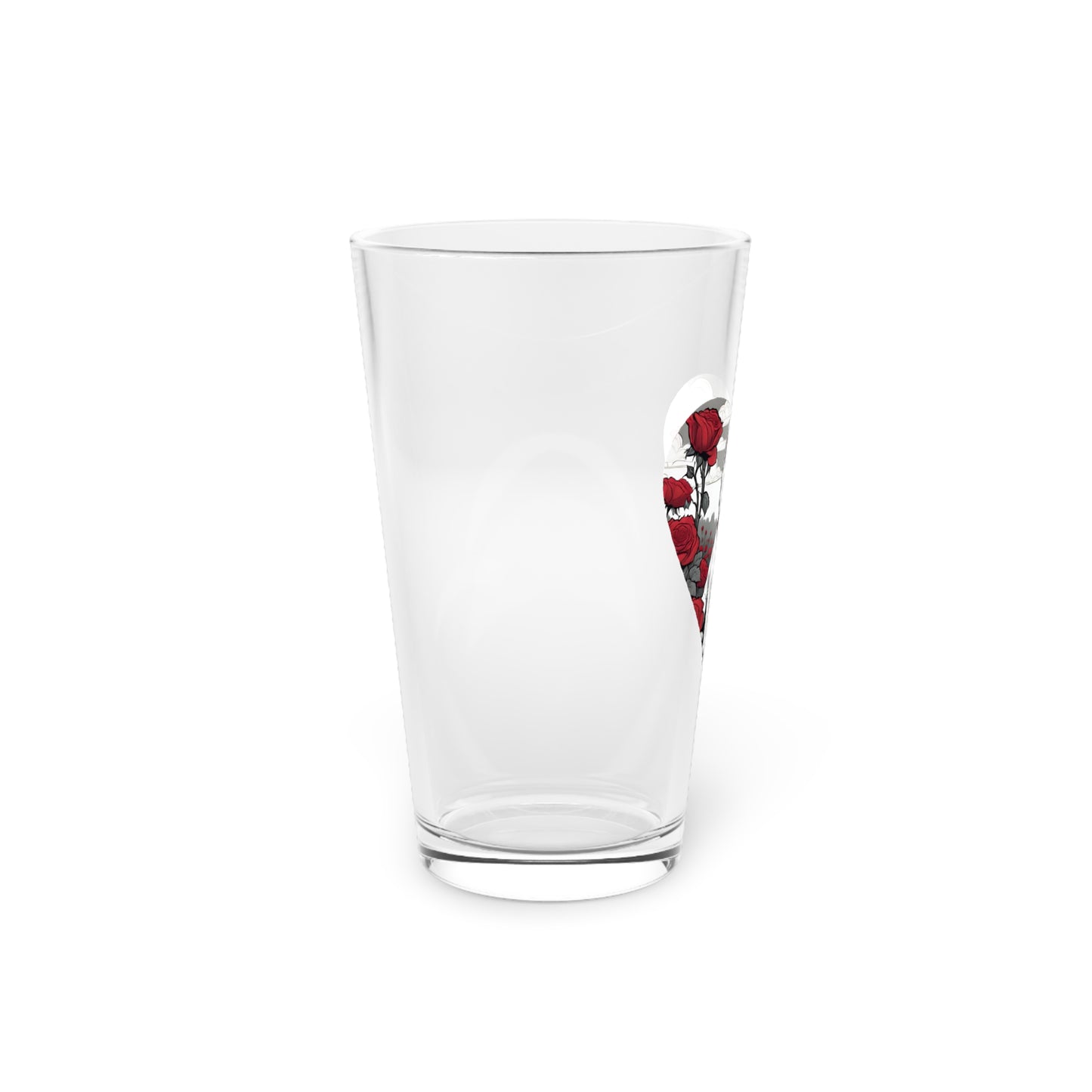 Pint Glass, 16oz, Westie With Heart And Red Roses