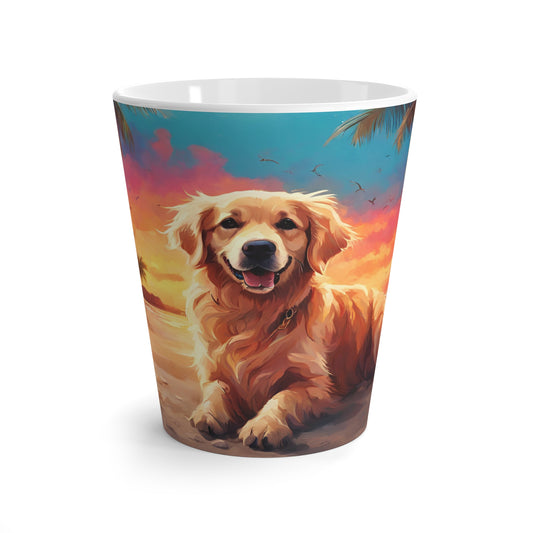 Latte Mug 12 oz Golden Retriever Tropical Sunset