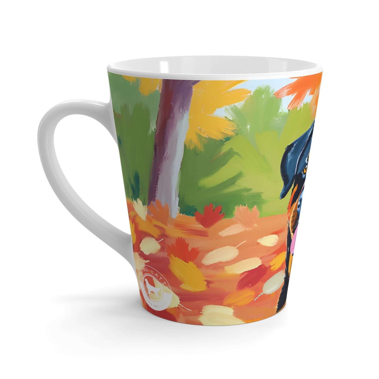 12 oz ceramic latte mug featuring