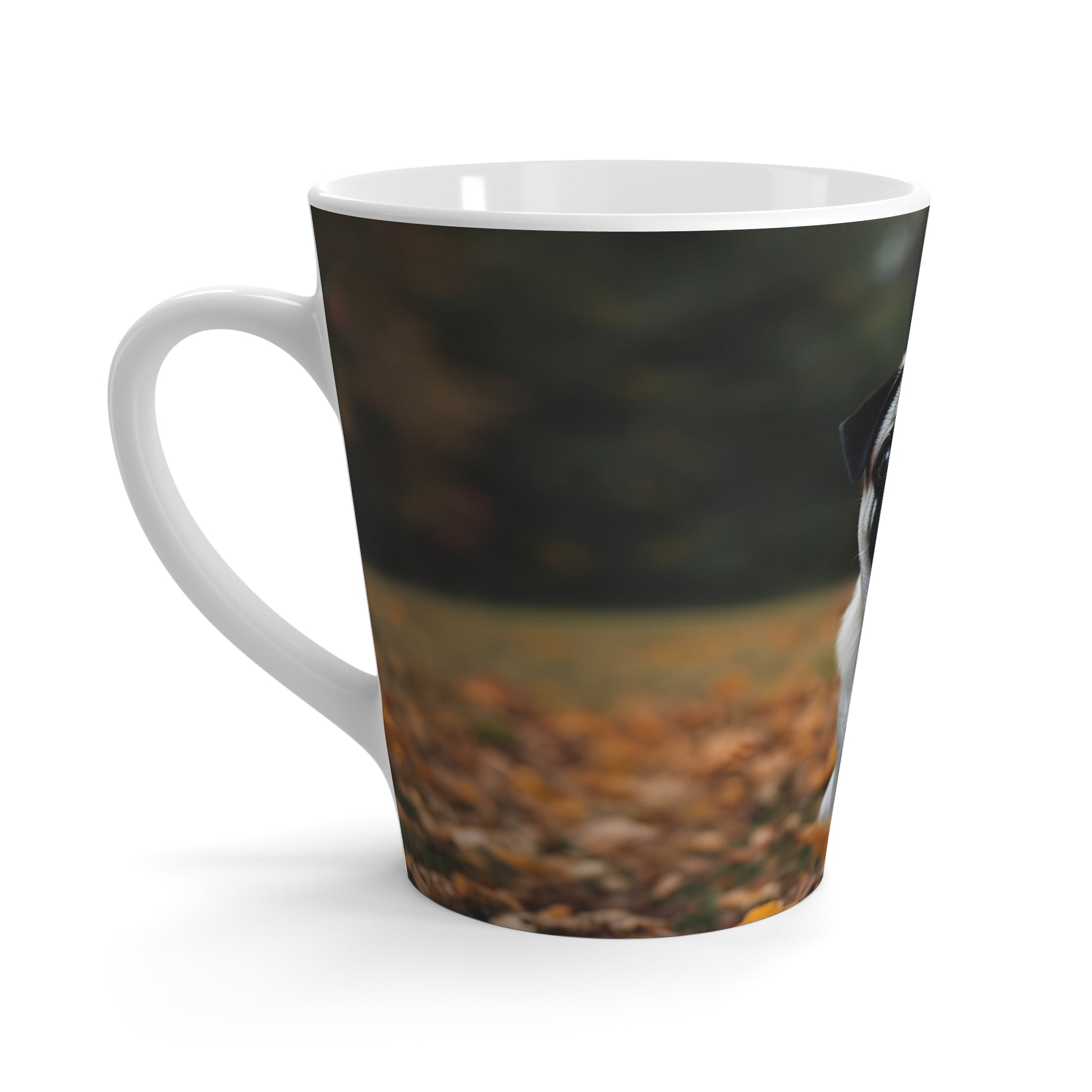 Latte Mug 12 oz Pug Fall Leaves