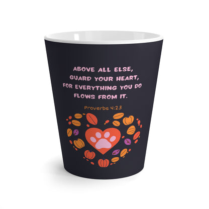 Latte Mug - Cute Fall Design with Bible Verse Proverbs 4:23