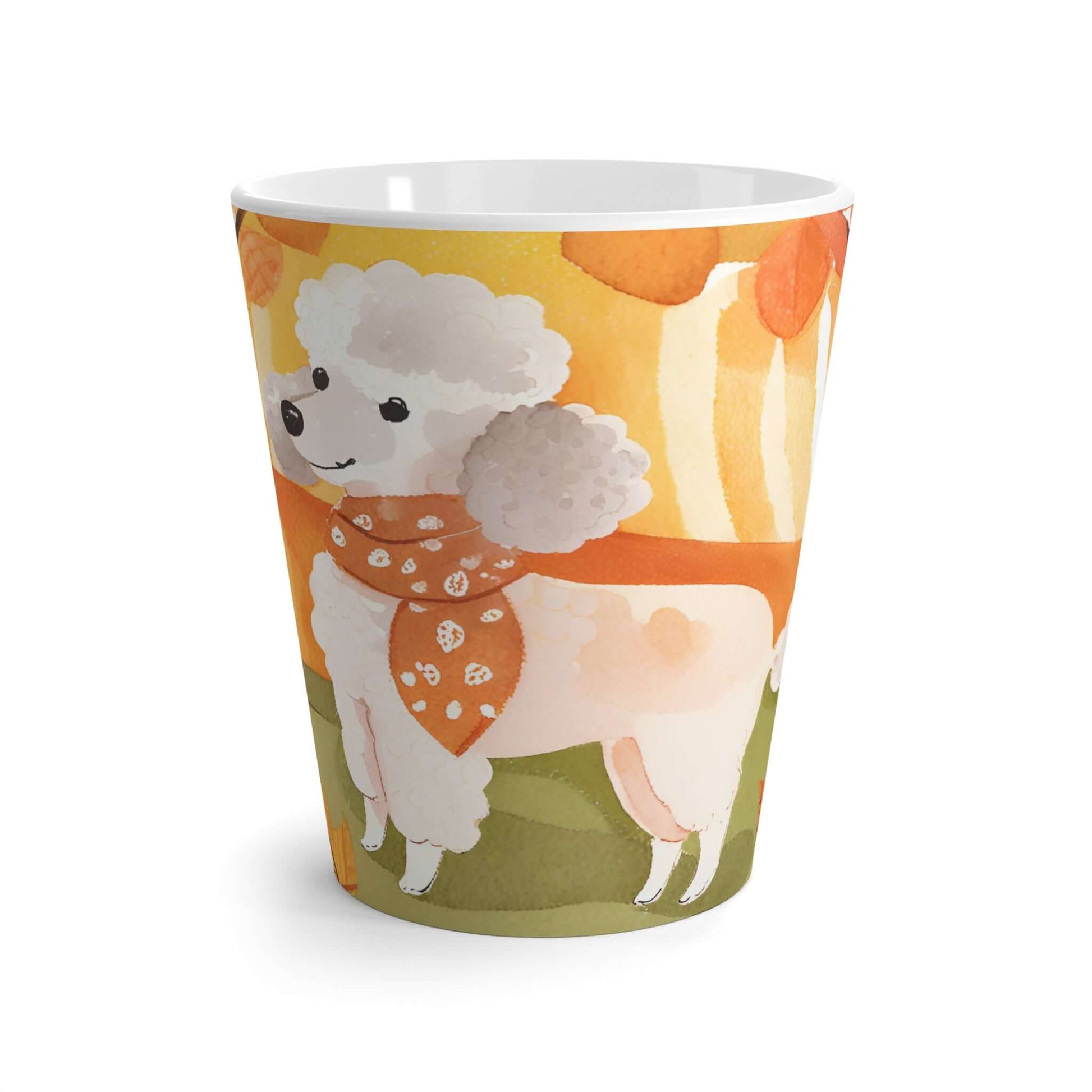 Latte Mug 12 oz Poodle Fall Season Watercolor Art