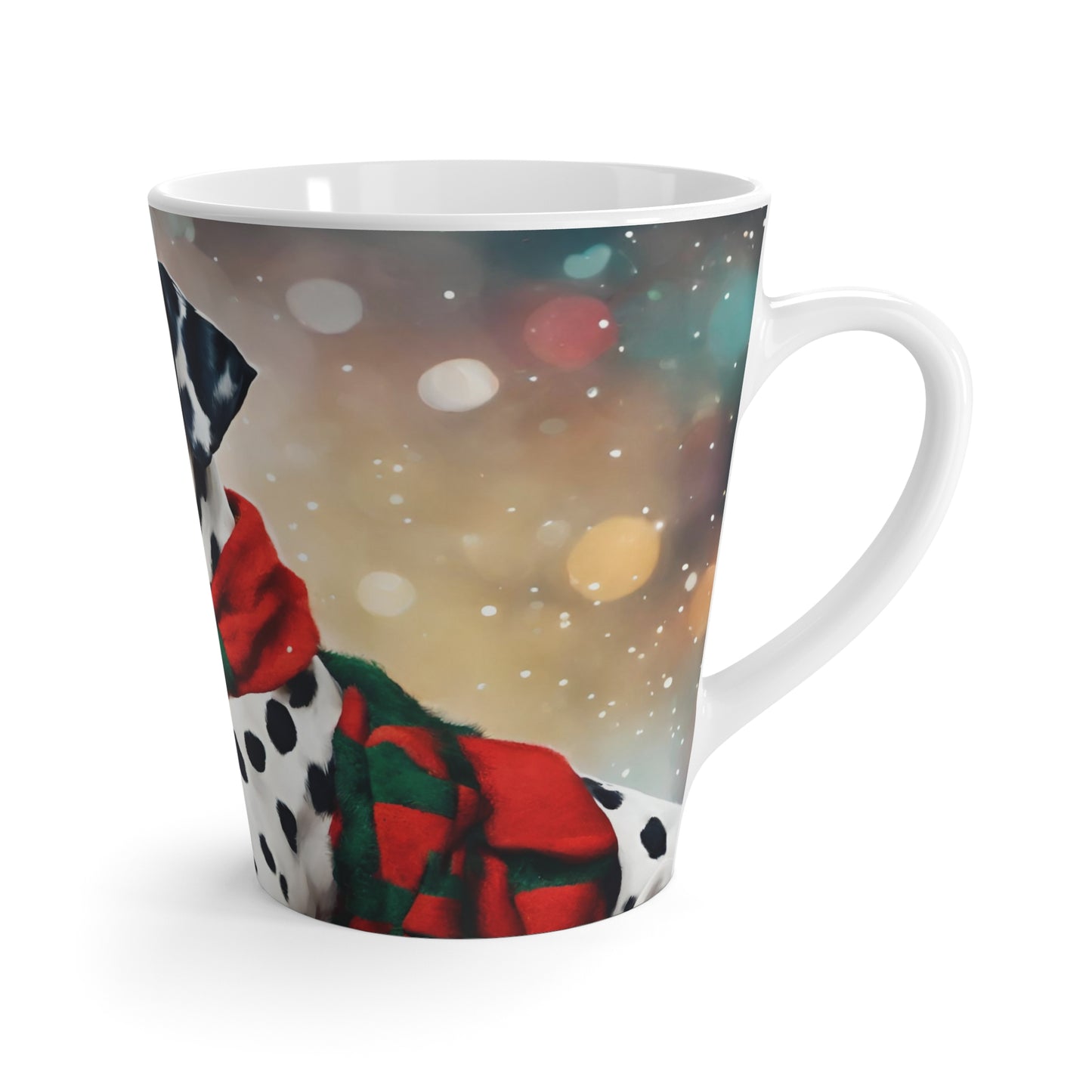 Latte Mug 12 oz Dalmatian Christmas Tree