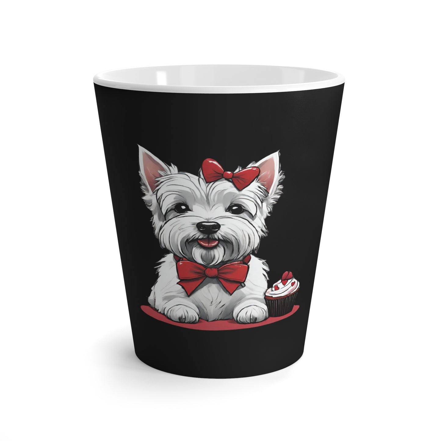 Latte Mug 12 oz Westie Bow Cupcake