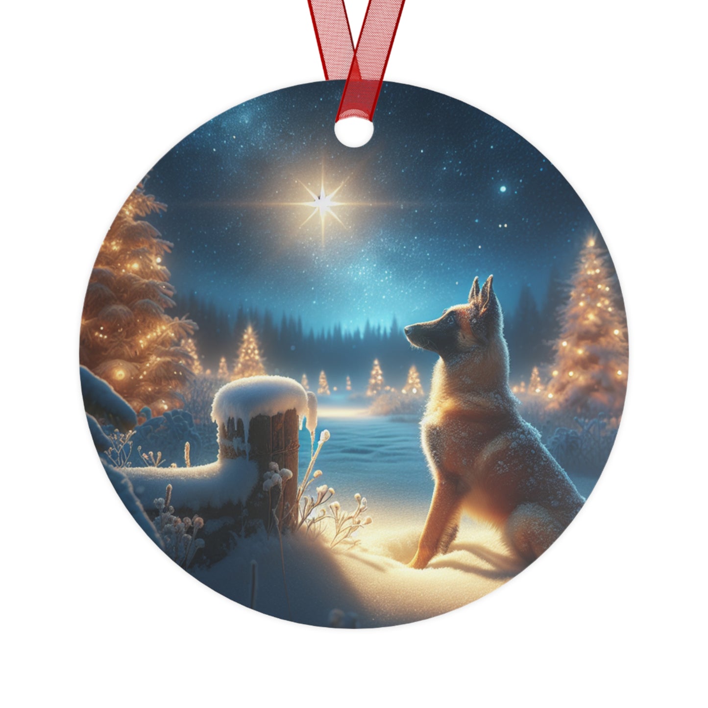 Christmas Wonderland Belgian Malinois Watching Christmas Star, Ornament