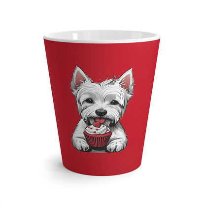 Latte Mug 12 oz Westie Heart Cupcake Red