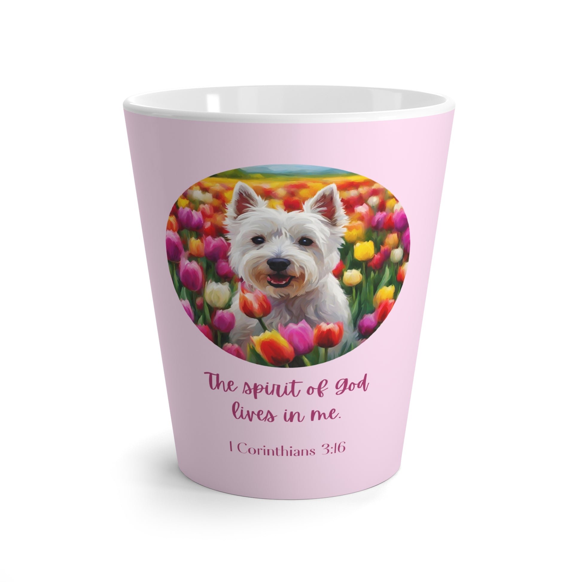 Latte Mug 12 oz Westie Tulip