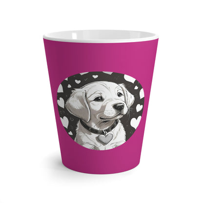 Latte Mug 12 oz Golden Retriever Puppy Hearts Pink