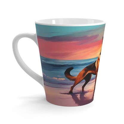 Latte Mug 12 oz Belgian Malinois Tropical Sunset