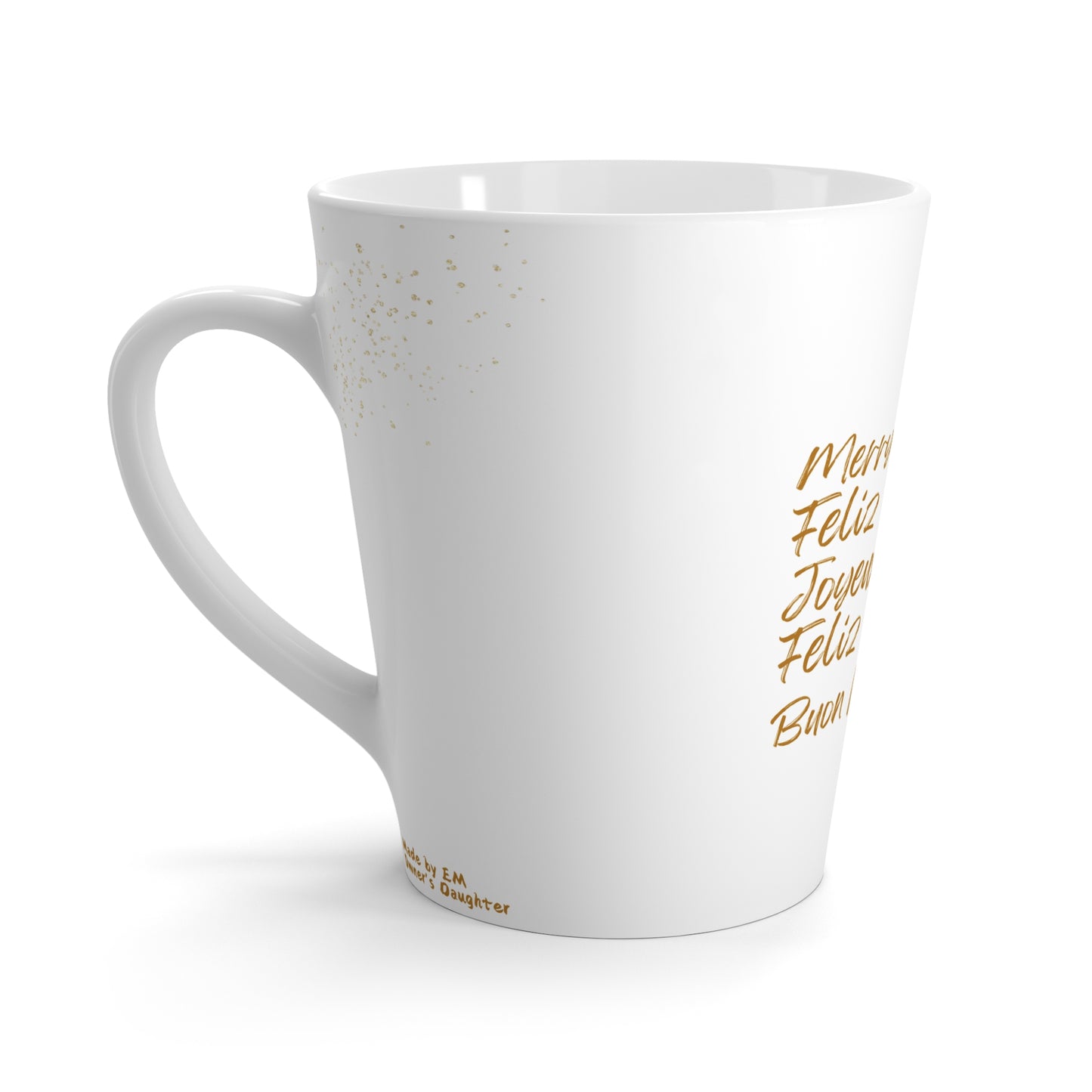 Multilingual Christmas Greetings Latte Mug - Modern Holiday Ceramic Cup