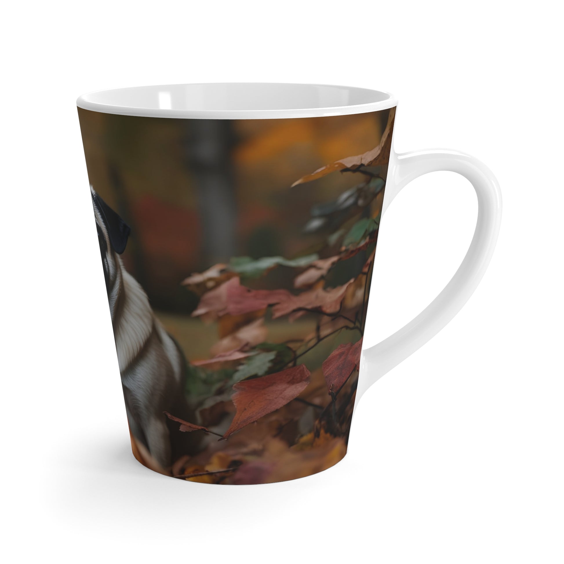 Latte Mug 12 oz Pug Fall Leaves