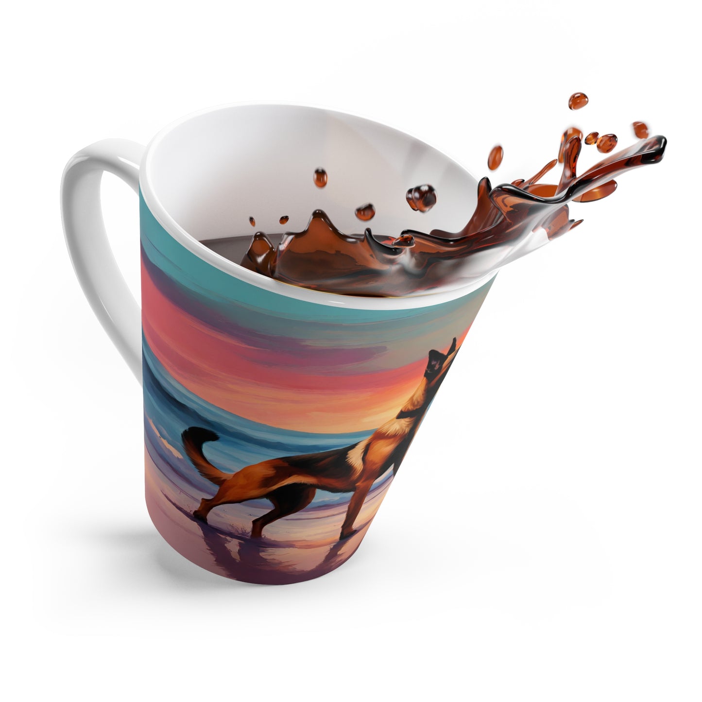 Latte Mug 12 oz Belgian Malinois Tropical Sunset