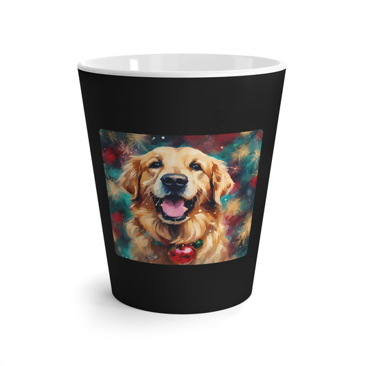 Latte Mug 12 oz Cute Golden Retriever Christmas Lights