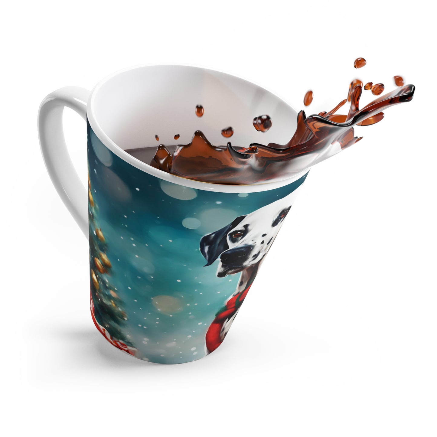 Latte Mug 12 oz Dalmatian Christmas Tree