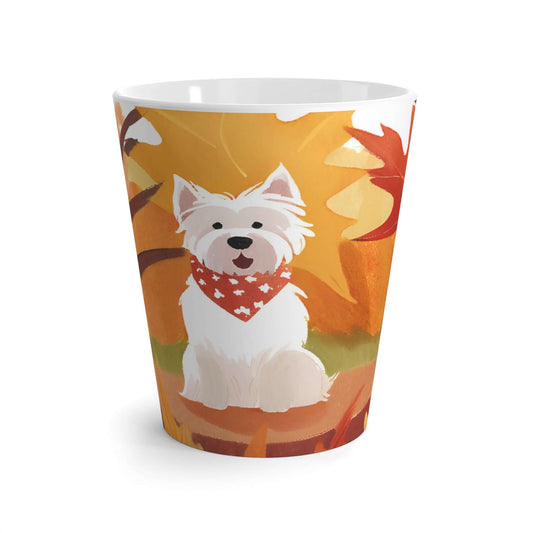 Latte Mug 12 oz Westie Fall Season Watercolor Art