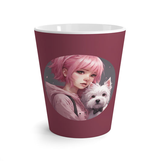 Latte Mug 12 oz Anime Girl Pink Hair Westie