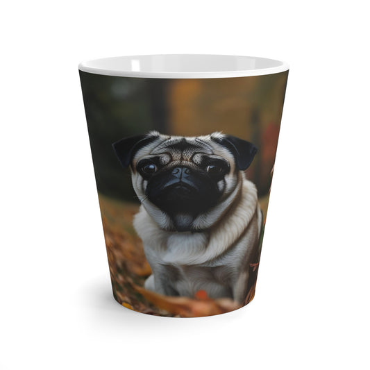 Latte Mug 12 oz Pug Fall Leaves