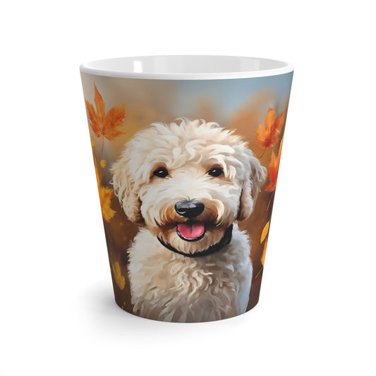 Latte Mug 12 oz Goldendoodle Portrait Fall Collection