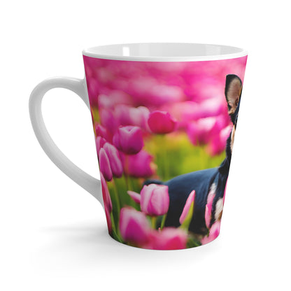 Latte Mug 12 oz Chihuahua Tulip Field