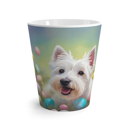 Latte Mug 12oz Happy Westie Easter Eggs