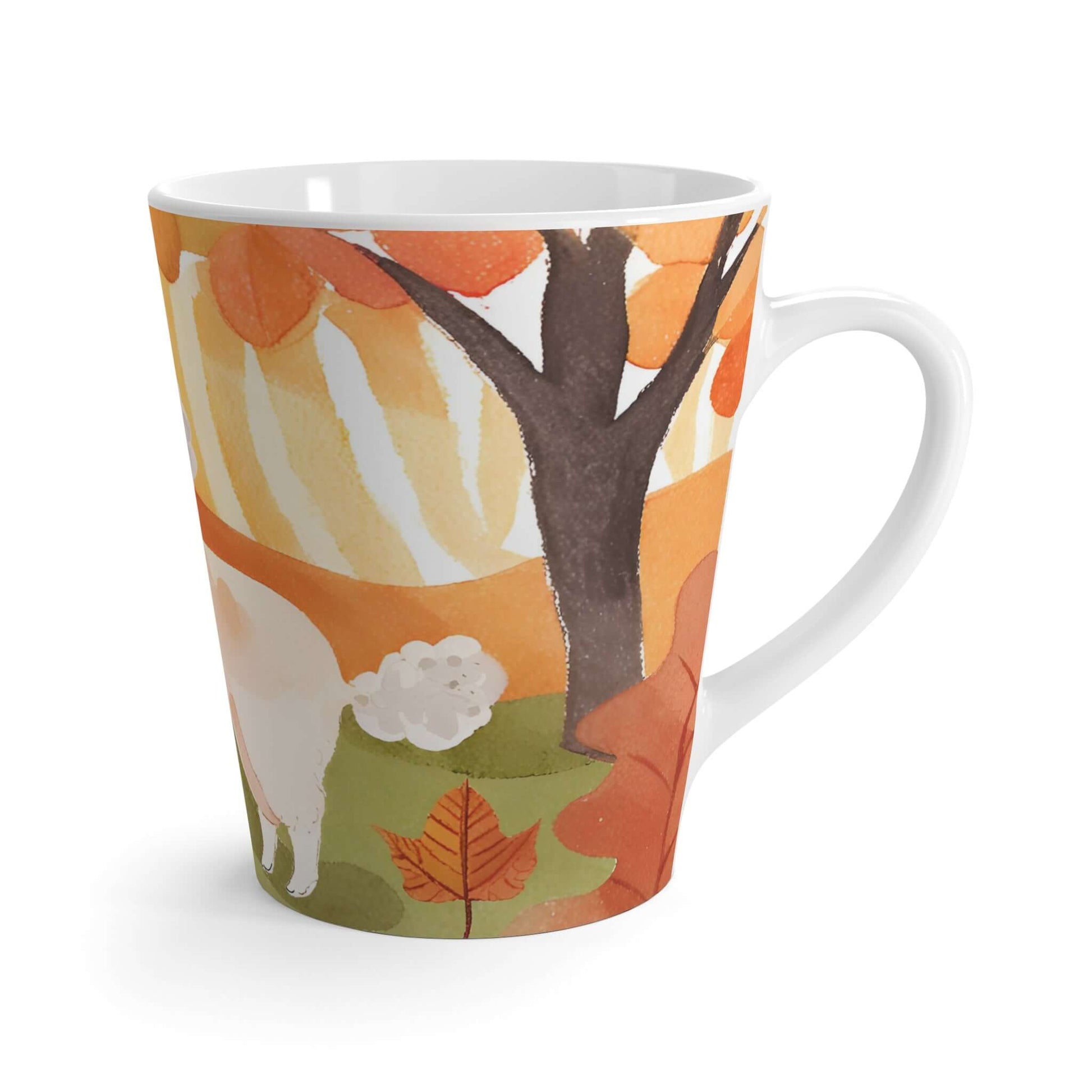 Latte Mug 12 oz Poodle Fall Season Watercolor Art