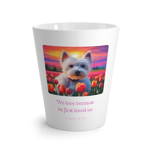 Latte Mug Westie Tulip Spring Bible Verse