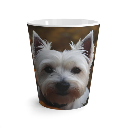 Latte Mug 12 oz Westie Fall Leaves