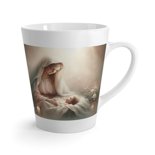 Latte Mug - Nativity Scene, Virgin Mary And Baby Jesus