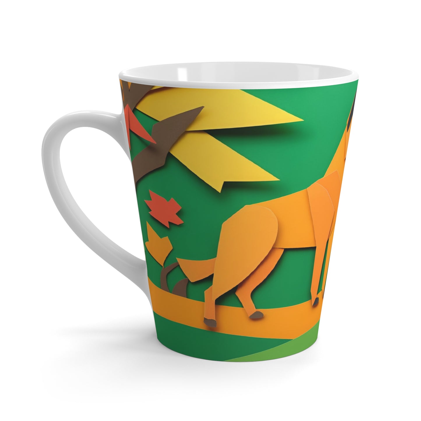 Latte Mug 12 oz Belgian Malinois Fall Season Paper Art