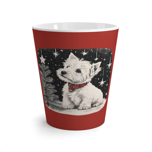 Latte Mug 12 oz Red Westie Christmas Starry Night