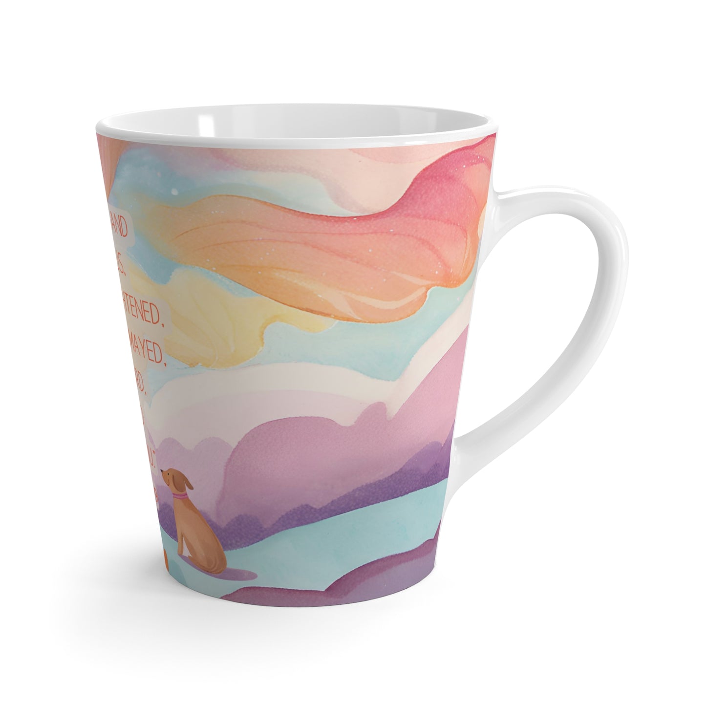 Latte Mug - Watercolor Fall Landscape with Bible Verse: Joshua 1:9