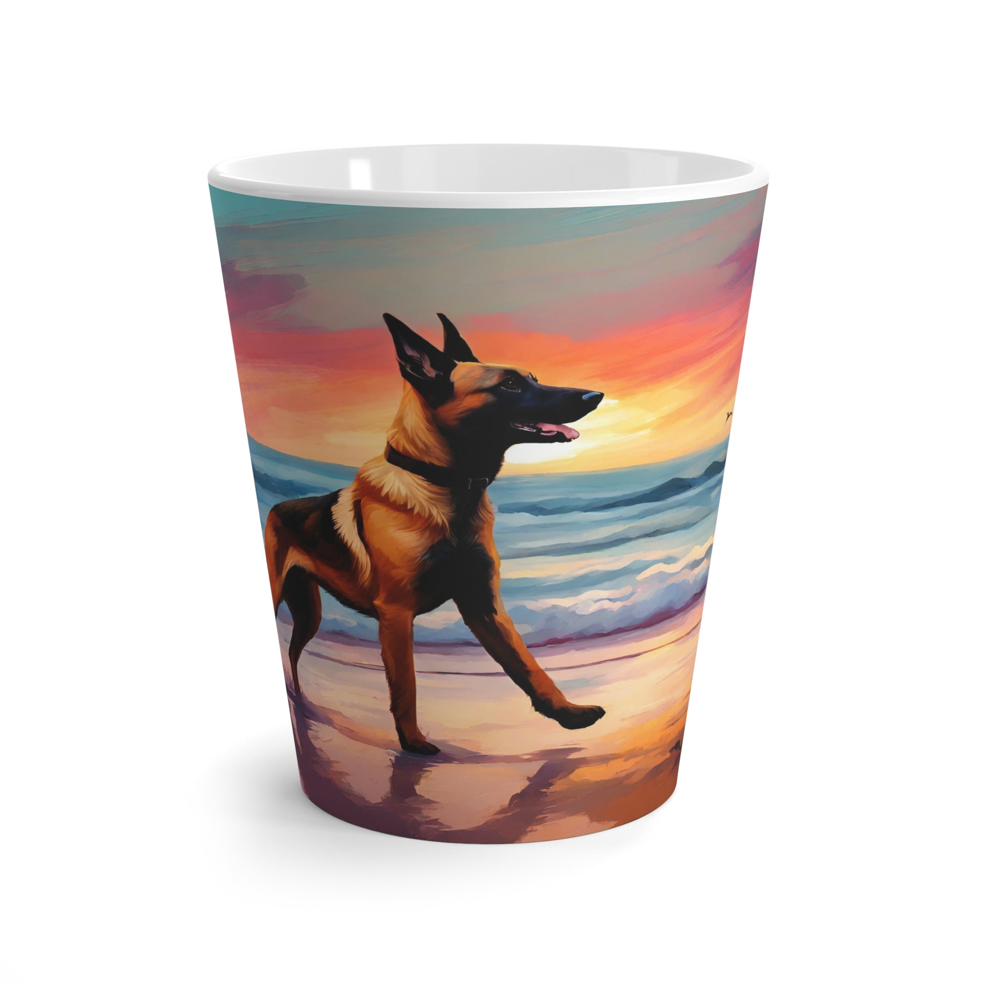 Latte Mug 12 oz Belgian Malinois Tropical Sunset