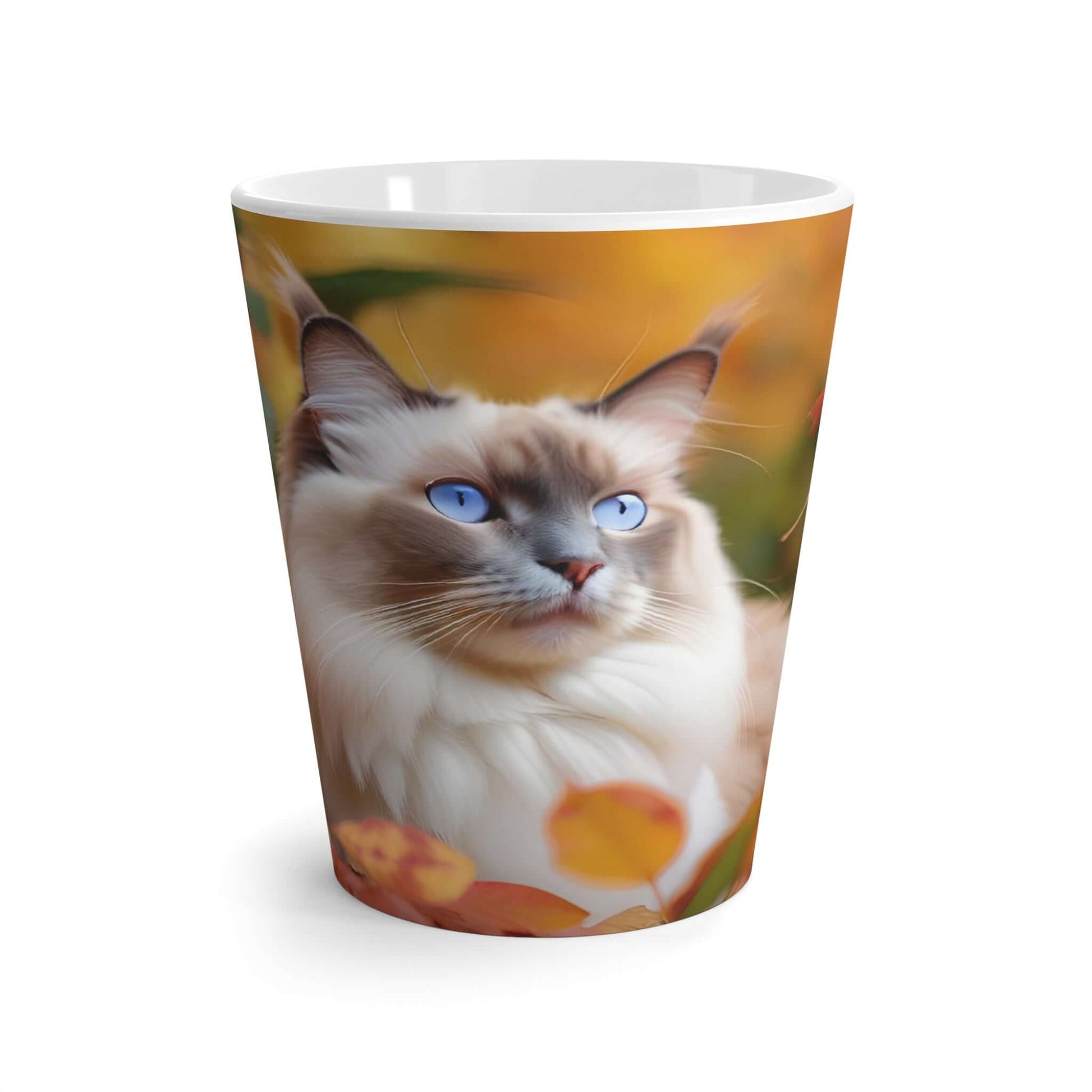 Latte Mug 12 oz Ragdoll Cat Fall Season