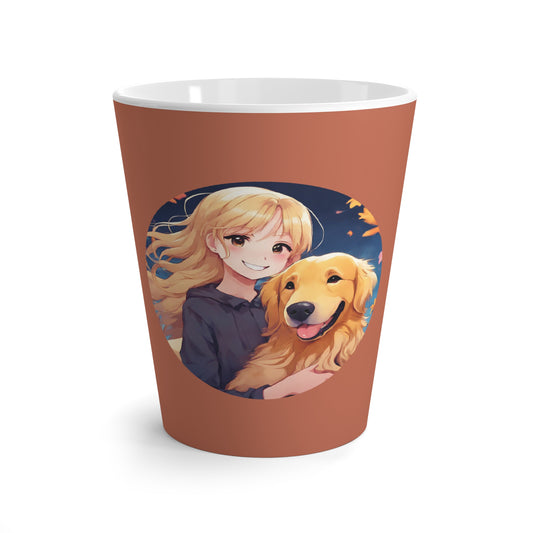 Latte Mug 12 oz Anime Girl Golden Retriever Fall Breeze