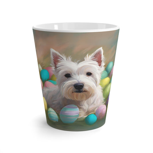 Latte Mug 12oz Westie Multicolor Easter Eggs