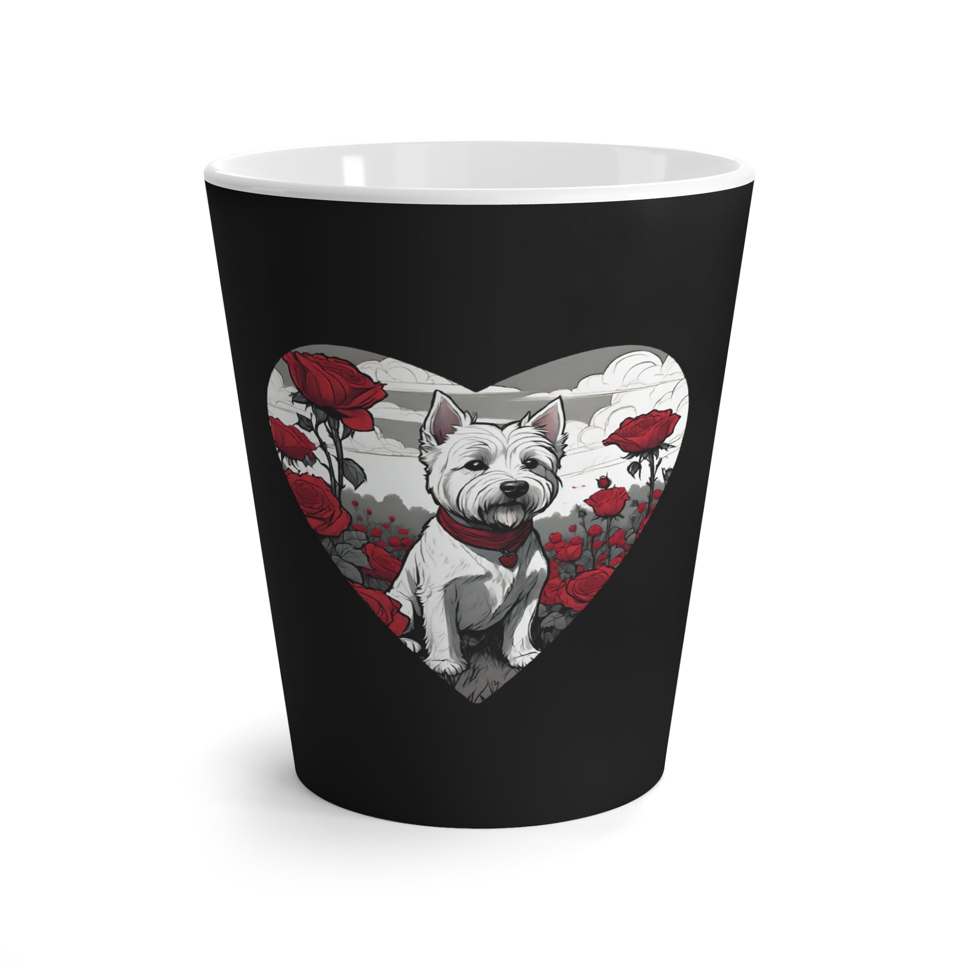 Latte Mug 12 oz Westie Heart Roses