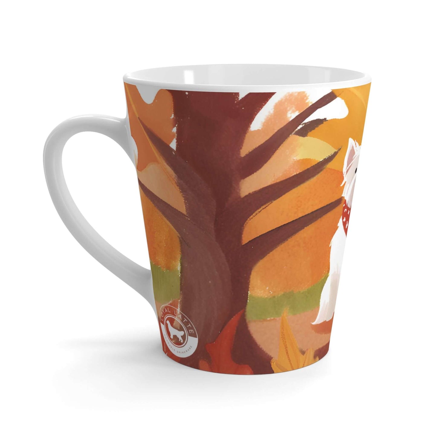 Latte Mug 12 oz Westie Fall Season Watercolor Art