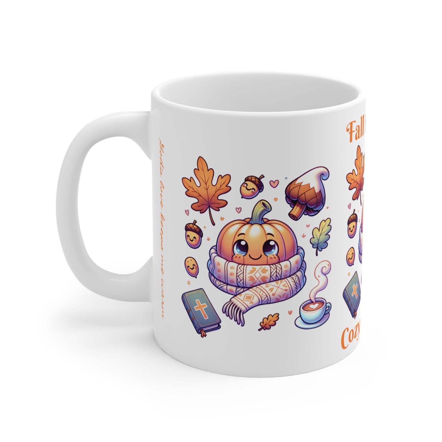 Cute Fall Faith Mug | 'Cozy Blessings' Christian Autumn Coffee Cup | Adorable Pumpkin Design - 11oz