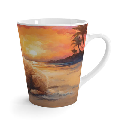 Latte Mug 12 oz Goldendoodle Tropical Sunset