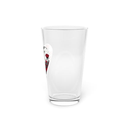 Pint Glass, 16oz, Westie With Heart And Red Roses