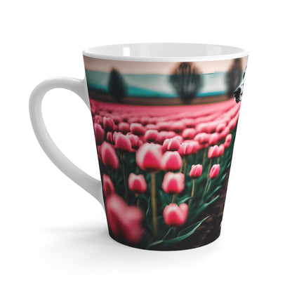 Latte Mug, 12 oz, Dalmatian, Spring Tulips