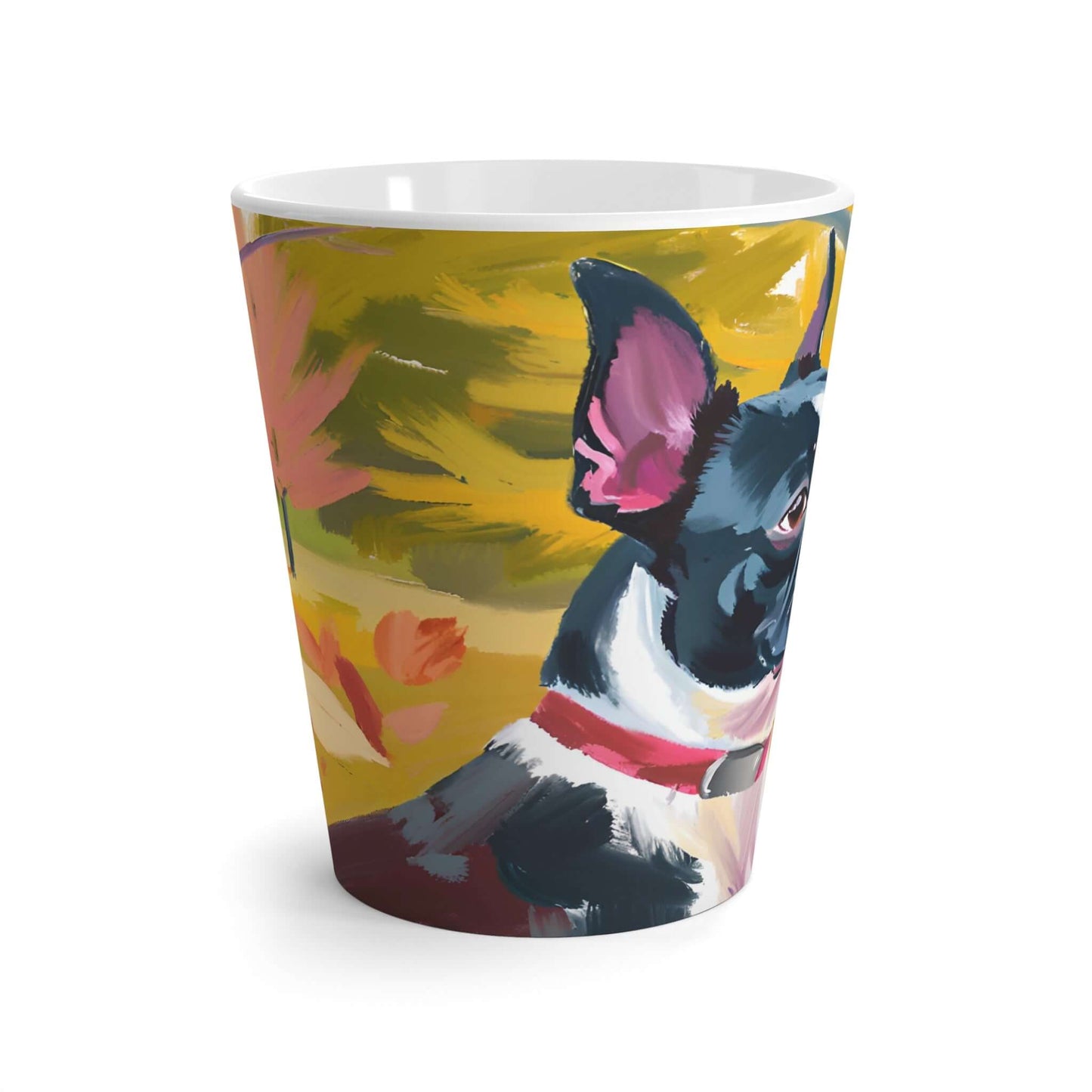 Latte Mug 12 oz Gorgeous Boston Terrier Fall Season