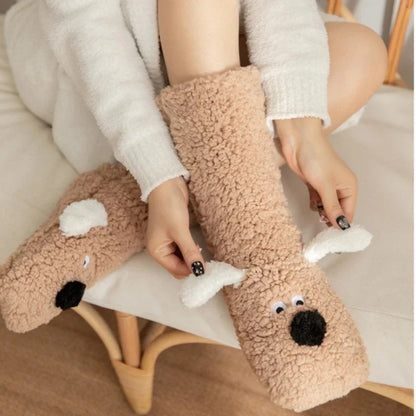 Cozy Cartoon Dog Winter Socks - Stay Warm, Stay Cute!